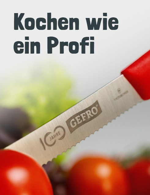 Ein GEFRO Messer gleitet mühelos durch eine Tomate - GEFRO Messer