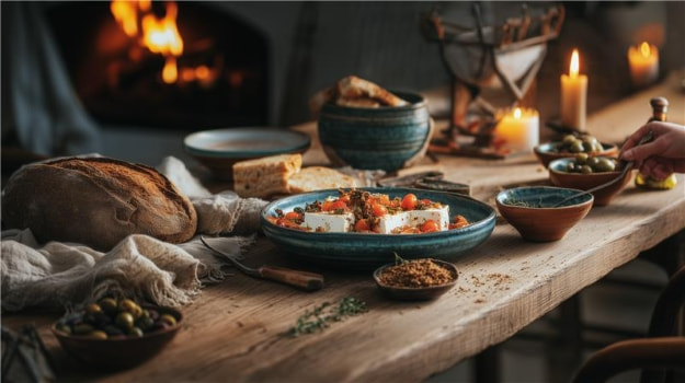 Spaghetti auf einem weißen Teller mit Olivenöl beträufelt und Petersilie dekoriert
