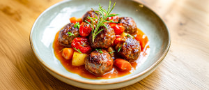 Fleischb&auml;llchen mit Rosmarin gebraten in Tomatensugo