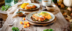 Kokosh&uuml;hnchen mit K&uuml;rbis-Kartoffelstampf