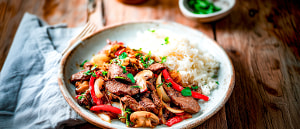 Rindergeschnetzeltes mit Zitronengras und Ingwer