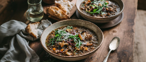 Pilzeintopf mit Linsen