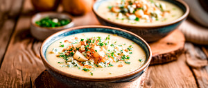 Kartoffelcremesuppe mit Gorgonzola und Birne