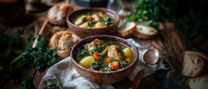 Gr&uuml;nkohl-Eintopf mit Huhn