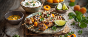 Schweinefiletspie&szlig; mit getrockneten Aprikosen und Koriander-Curryquark