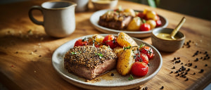 Rumpsteak mit Pfeffer-Senfkruste