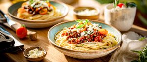 Spaghetti mit Aprikosen-Bolognese