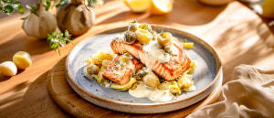 Lachsfilet mit Traubenso&szlig;e