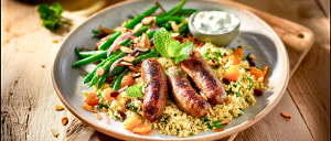 Lammbratw&uuml;rste mit Aprikosen-Couscous