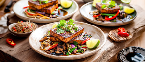 Marinierter Grill-Tofu mit asiatischem Sprossengem&uuml;se