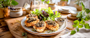 Gratinierter Ziegenk&auml;se mit Pesto Funghi