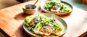 Seelachsfilet mit gebratenem Kopfsalat