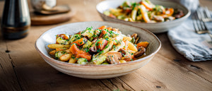 Gem&uuml;seallerlei mit Schupfnudeln und Kr&auml;uterso&szlig;e