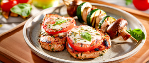 Marinierte Putensteaks mit Zucchini-Champignon-Spie&szlig;