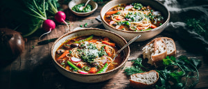 Fr&uuml;hlingsminestrone mit Pesto Verde