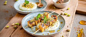 Bananen-Mangospie&szlig;e mit Pistazien-Honig-Joghurt