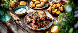 Spicy Chicken Wings mit Ofenkartoffeln