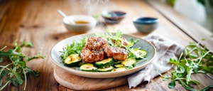 Schweinefilet mit Ingwer-Honig und Zucchini