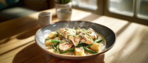 Zanderfilet in k&ouml;rniger Schalotten-Senfso&szlig;e mit Bohnen-Kartoffelgem&uuml;se