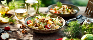 Nudelsalat mit H&auml;hnchen, Fenchel und Tomaten
