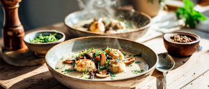 Vegane Pilzcremesuppe mit Kr&auml;uterkl&ouml;&szlig;chen