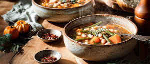 Veganer Bohneneintopf mit K&uuml;rbis