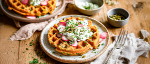 Karottenwaffeln mit Fr&uuml;hlingsquark