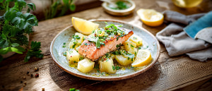 Kr&auml;uterkohlrabi mit Lachsfilet