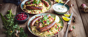 Gegrillte Merguez mit Granatapfel-Couscous
