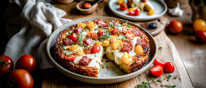 Kartoffelpizza mit Salami und Sauerrahm