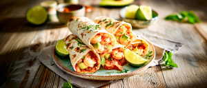 Fischwraps mit Garnelen und Koriander-Tomatenso&szlig;e