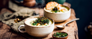 Lauch-Mostsuppe mit gebackener Petersilie