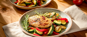 Minutenschnitzel vom H&uuml;hnchen mit mediterranem Gem&uuml;se