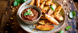Knusprige Kartoffelschiffchen mit Mexico-Dip