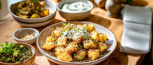 W&uuml;rzige Bratkartoffeln mit Kr&auml;uterjoghurt