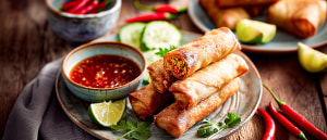 Knusprige Thai Fr&uuml;hlingsrollen mit Dip