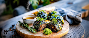 Mangold-Hackfleischr&ouml;llchen mit Rosmarinkartoffeln