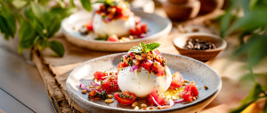 Mozzarella mit Tomatensalat gef&uuml;llt