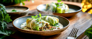 Wirsing mit Gem&uuml;se-Linsen gef&uuml;llt