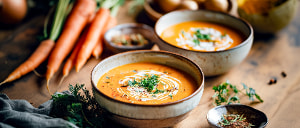 Suppe von jungen M&ouml;hren mit Sauerrahm