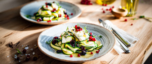 Zucchini-Johannisbeersalat mit Ziegenk&auml;se