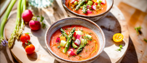 Gazpacho mit Spargel und Radieschen