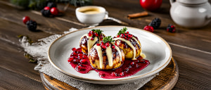 Gef&uuml;llte Brat&auml;pfel mit Preiselbeer-Vanilleso&szlig;e