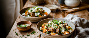 Kalbfleisch mit K&uuml;rbis und Feta